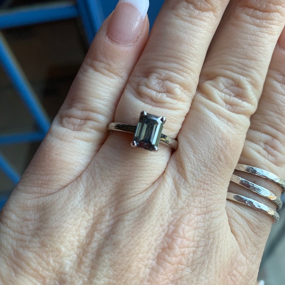 Sold in private listing 2.21 ct gray/brown emerald cut Moissanite - Picture 3 of 6